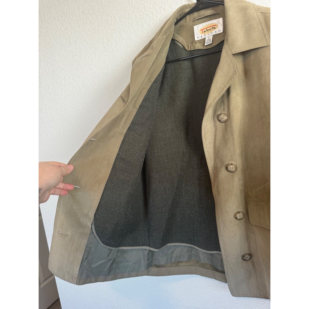 Talbots Field Jacket Women P Tan Faux Suede Detachable Wool Liner Coat - Picture 3 of 7